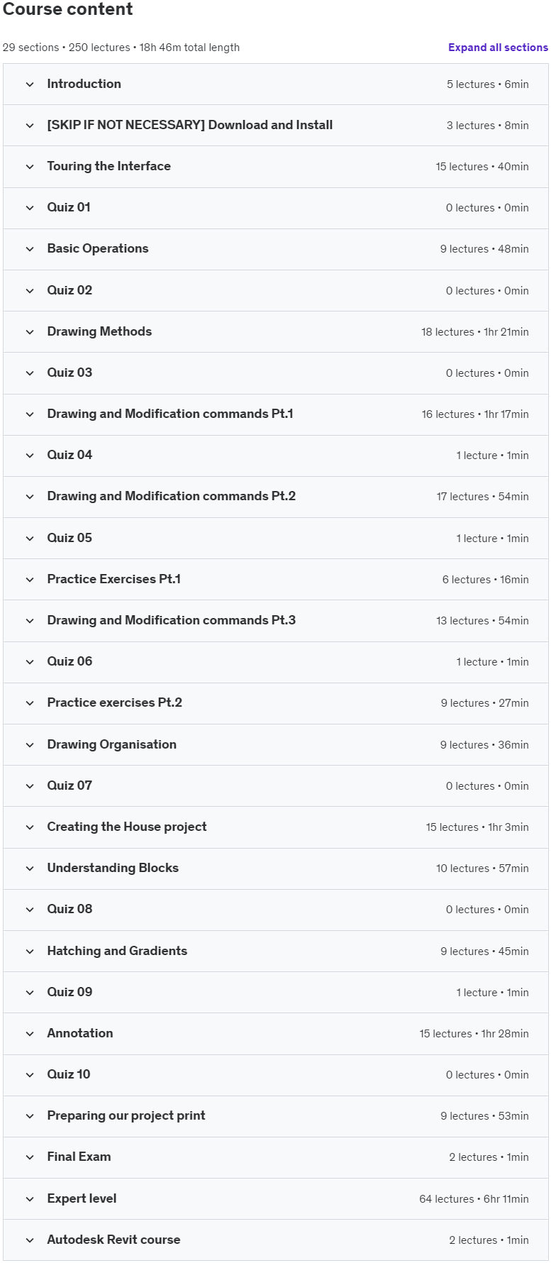 Course topics · Autodesk AutoCAD – Beginner to Advanced level 2024-11