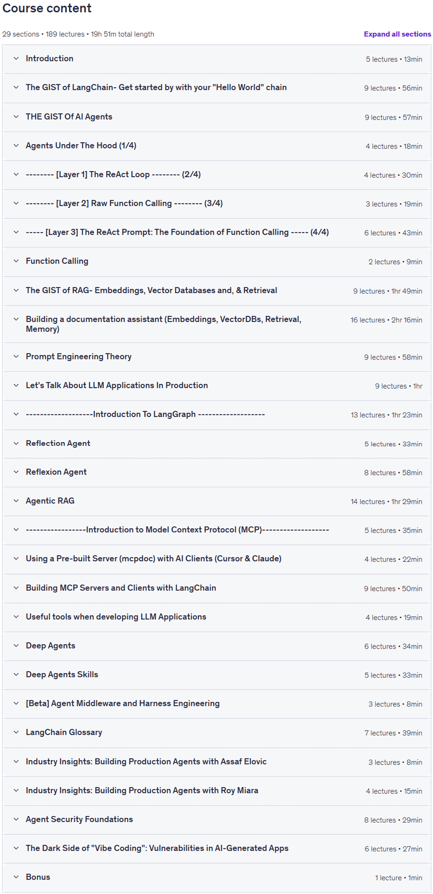 Course topics · LangChain- Agentic AI Engineering with LangChain & LangGraph 2026-8