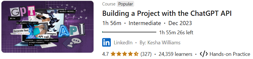 Pictures · LinkedIn — Building a Project with the ChatGPT API 2023-11