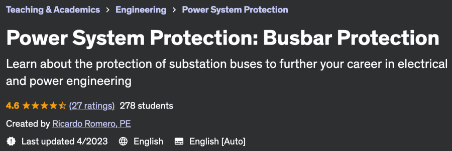 Pictures · Udemy — Power System Protection: Busbar Protection 2021-12