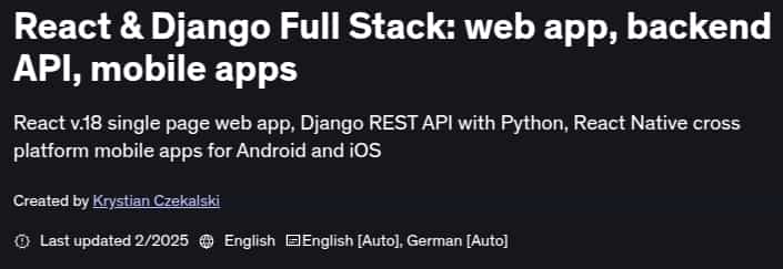 Pictures · React & Django Full Stack: web app, backend API, mobile apps 2025-2