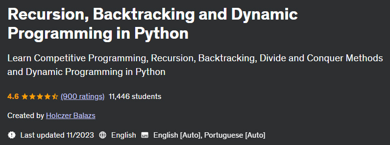 Pictures · Udemy — Recursion, Backtracking and Dynamic Programming in Python 2023-11