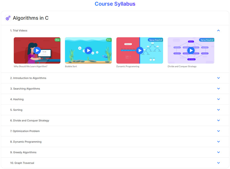Course topics · Log2base2 — Algorithms in C 2020-10