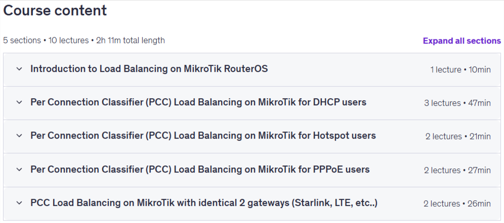 कोर्स के विषय · MicroTik PCC लोड संतुलन: DHCP, Hotspot, PPPoE & Starlink 2026-6