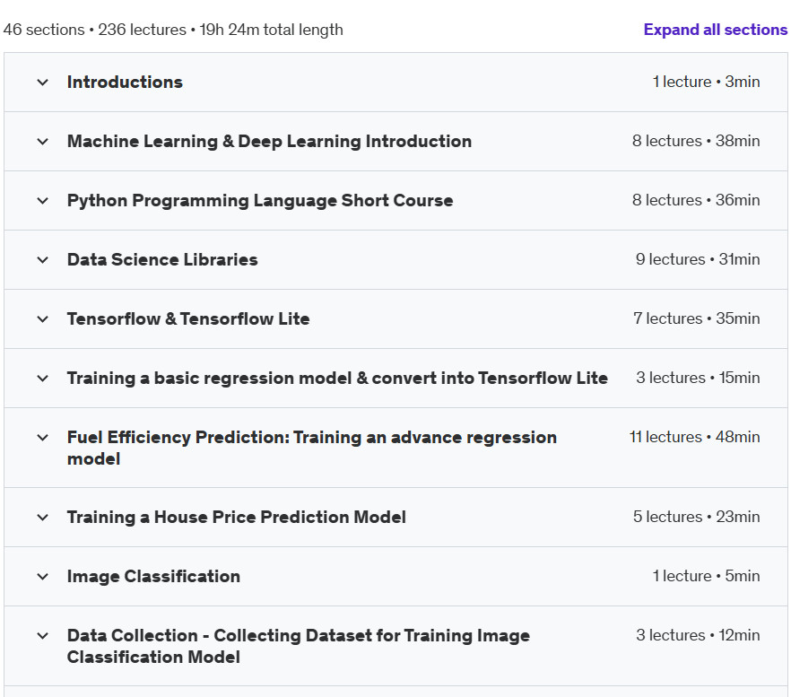 Course topics · On-Device Machine Learning : Train Models & Deploy in Mobile 2024-11