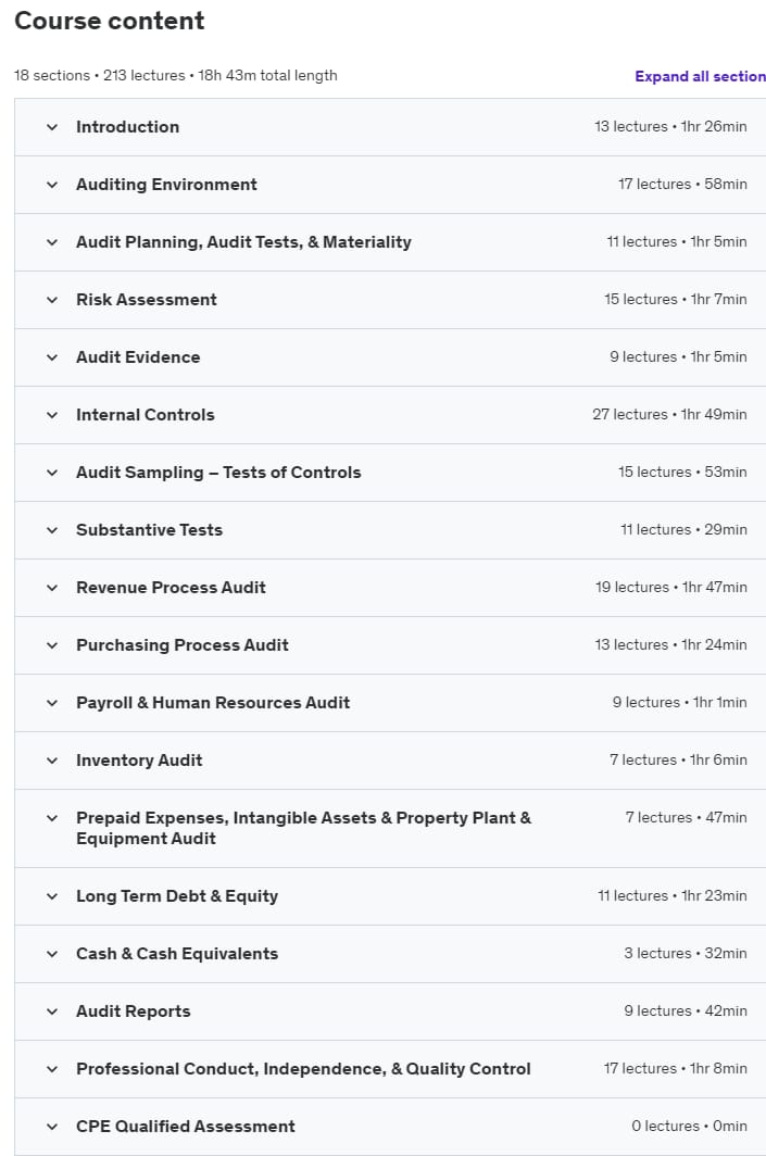 Course topics · Audit – Financial Statement 2019-9