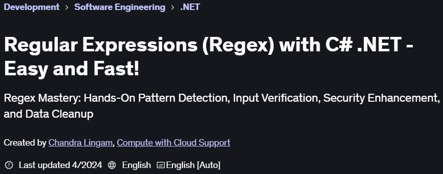 Pictures · Udemy — Regular Expressions (Regex) with C# .NET – Easy and Fast! 2023-3