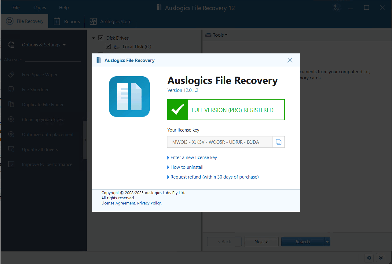 Pictures · Auslogics File Recovery Professional 12.1.0