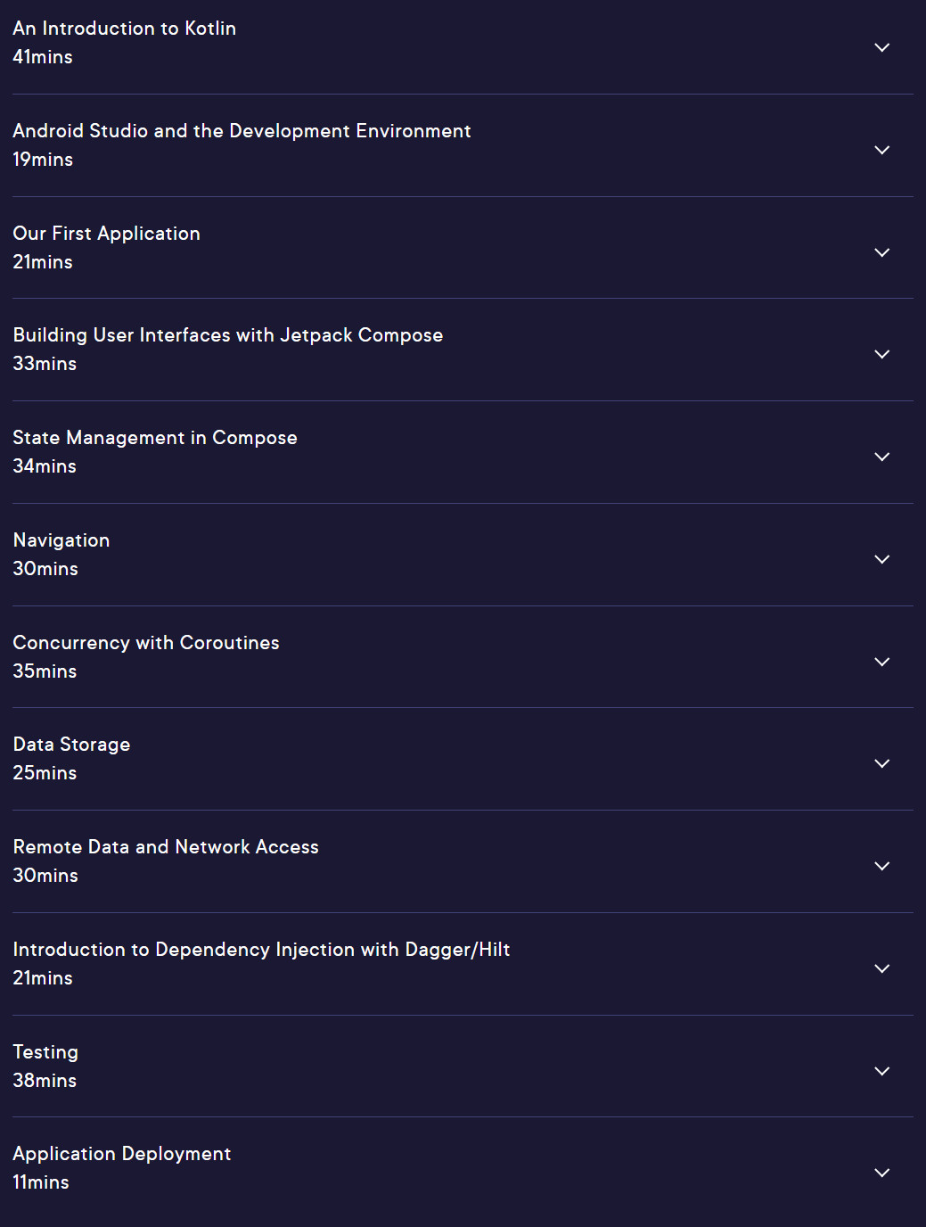 Course topics · Pluralsight — Android with Kotlin: Fundamentals 2024-9