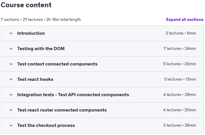 موضوعات الدورة · اختبار react التطبيقات للمهندسين المهنيين 2021-8