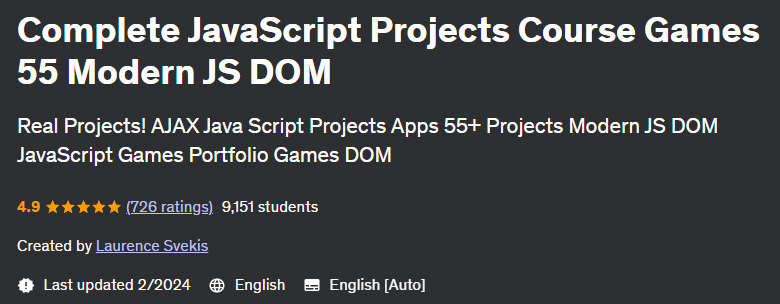 Pictures · Udemy — Complete JavaScript Projects Course Games 55 Modern JS DOM 2024-2