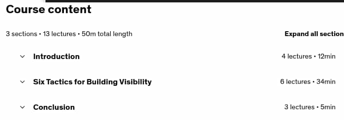 Course topics · Building Visibility in the Remote & Hybrid Workplace 2024-9