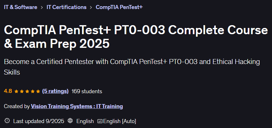Pictures · Udemy — CompTIA PenTest+ PT0-003 Complete Course & Exam Prep 2025 2025-9