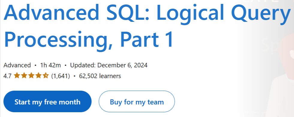 Pictures · Advanced SQL: Logical Query Processing, Part 1 2024-12