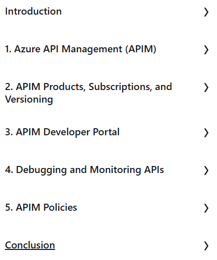 Course topics · LinkedIn — Azure for Developers: API Management 2023-12