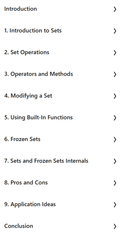 Course topics · Python Data Structures: Sets and Frozen Sets 2024-11