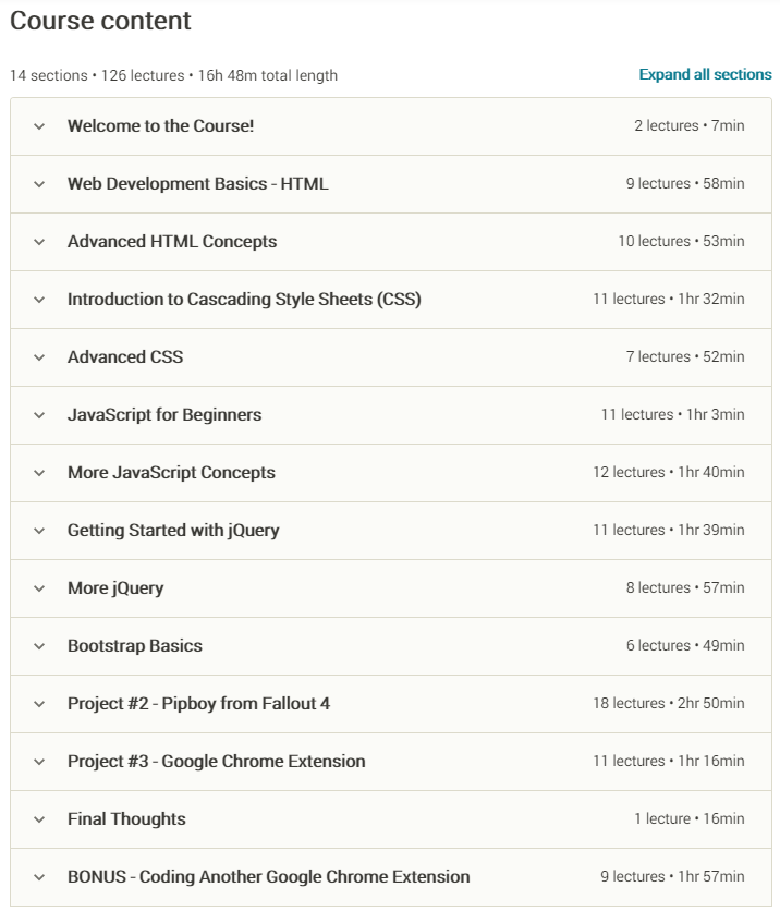 Course topics · Udemy — The Complete Front-End Web Development Course! 2020-6