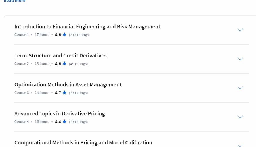 Course topics · Coursera — Financial Engineering and Risk Management Specialization 2024-10