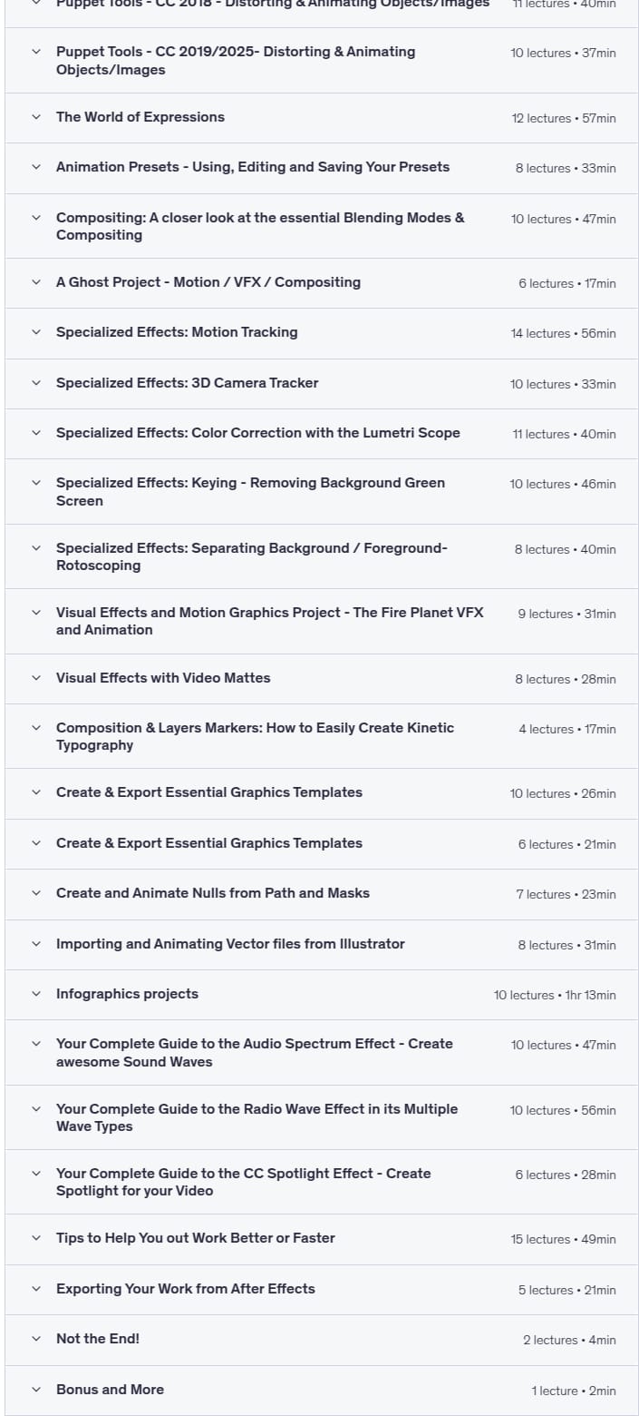 کورس کے موضوعات · ایڈوبی After Effects سی سی 2025 بوتکمپ: ابتدائی طور پر آگے بڑھنے کے لئے 2025-11