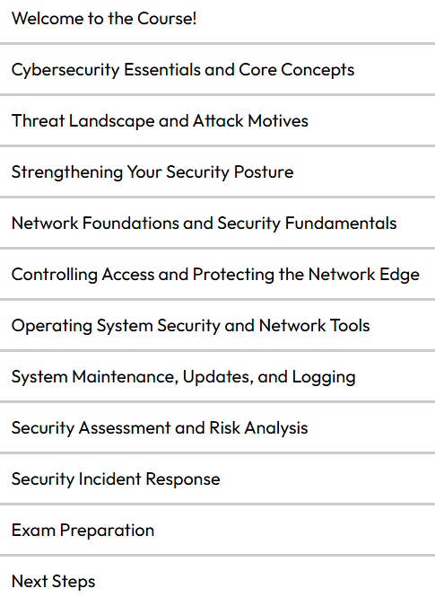 Temas del curso · PacktPub – CCST Cybersecurity Video Training Series: Master Cisco CCST conceptos de ciberseguridad y estrategias avanzadas de defensa 2025-5