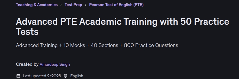 Pictures · Udemy — Advanced PTE Academic Training with 50 Practice Tests 2026-2
