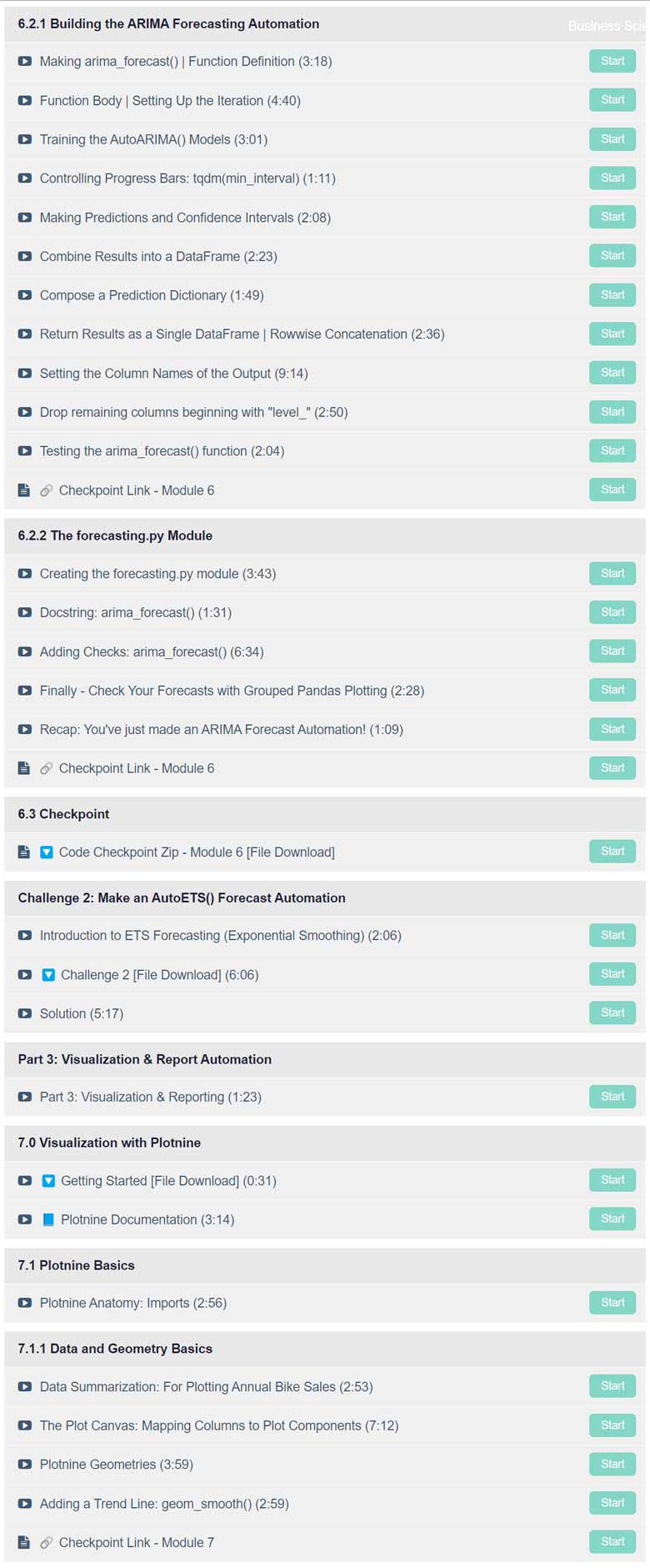 Course topics · Business Science University – Python for Data Science Automation (Course 1) 2024-10