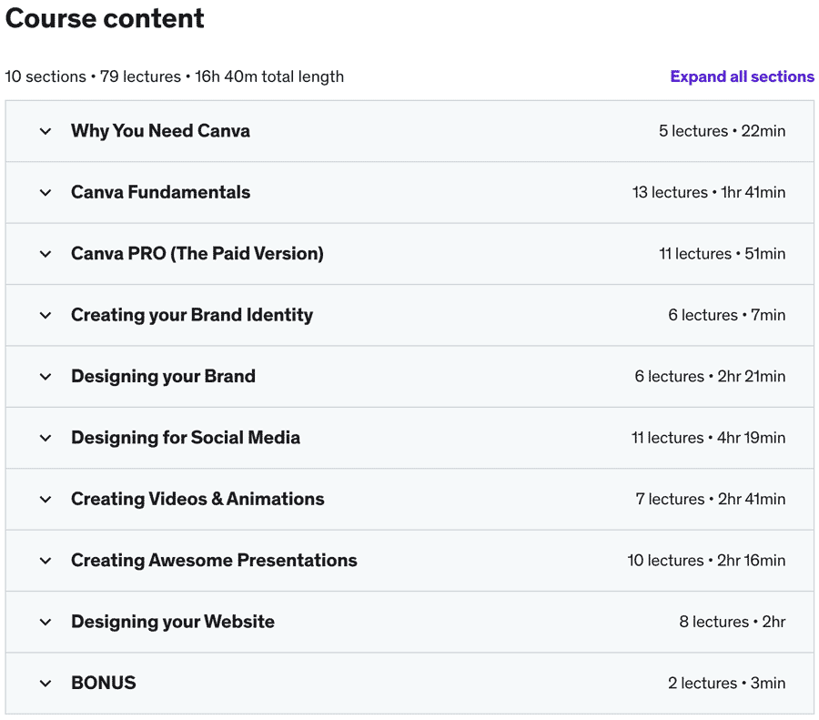 Course topics · Canva Master Course | Learn Canva with Ronny 2022-10