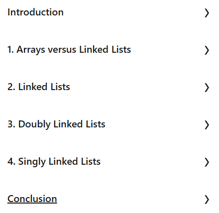 Course topics · JavaScript: Building Linked Lists Data Structures 2025-5