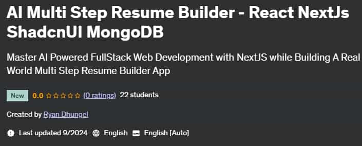 Pictures · Udemy — AI Multi Step Resume Builder – React NextJs ShadcnUI MongoDB 2024-9
