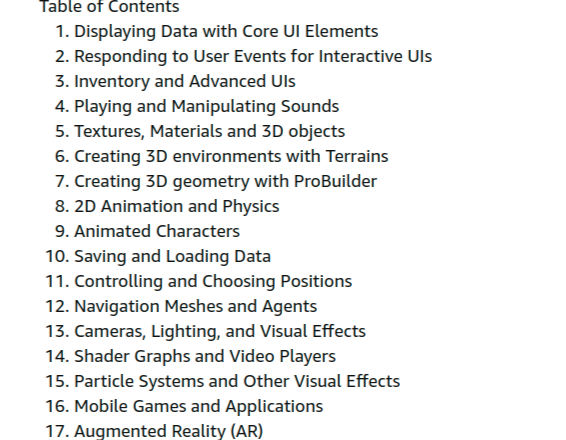 Sujets du cours · Unity Cookbook : sur 160 Recettes pour créer votre propre masterpiece dans Unity 20235ème édition
