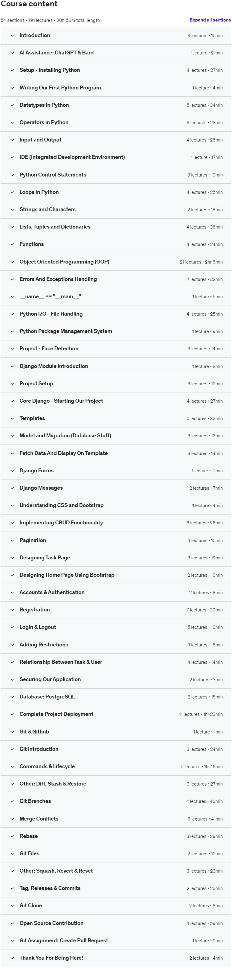 Course topics · Complete Backend Development 2023 Bundle – Python Roadmap 2023-6