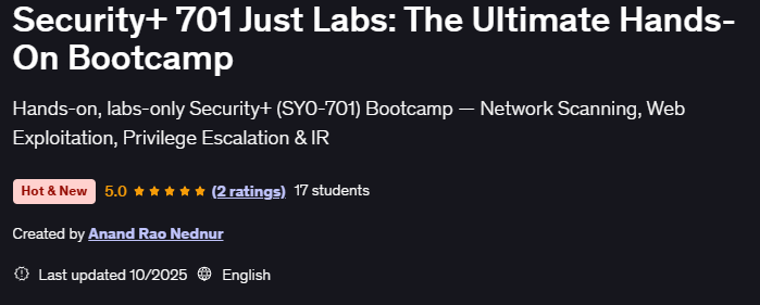 画像 · Security+ 701 『Just Labs: The Ultimate Hands-On Bootcamp』 2025-10