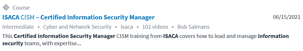 Bilder · CBTNuggets – ISACA Certified Information Security Manager (CISM) Online-Training 2021-6
