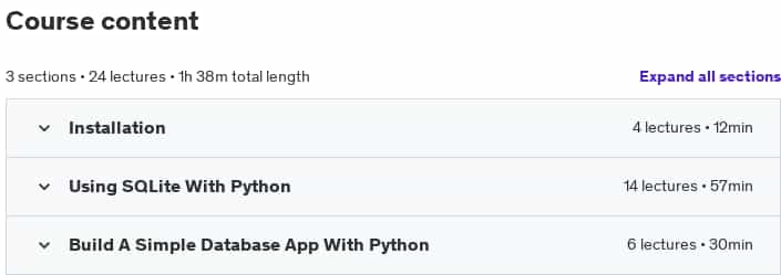 Course topics · Intro To SQLite Databases for Python Programming 2023-11