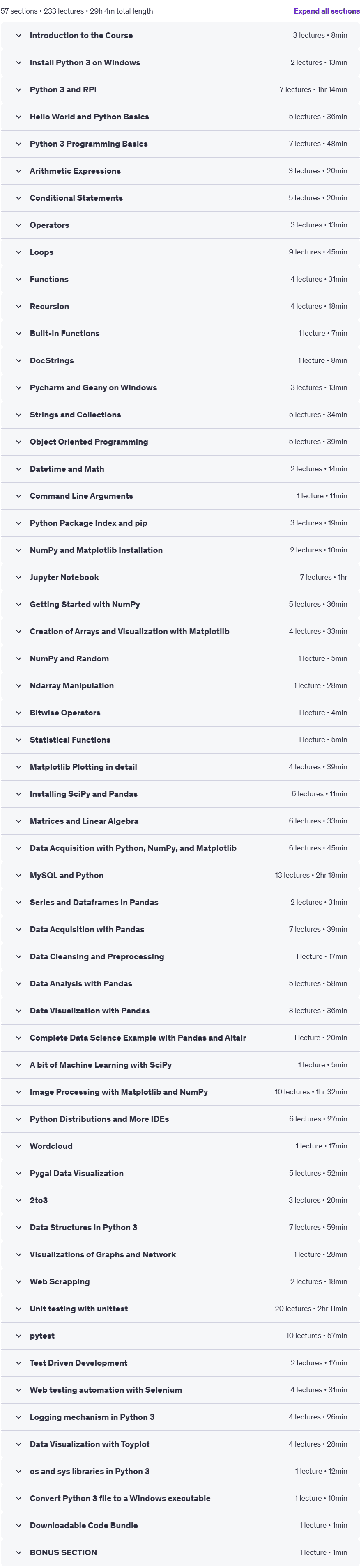 Course topics · Udemy — The Complete Python Developer Masterclass 2022-7
