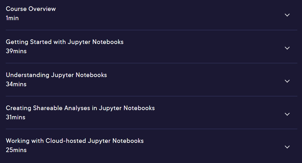 Course topics · Pluralsight — Create and Share Analytics with Jupyter Notebooks 2024-6