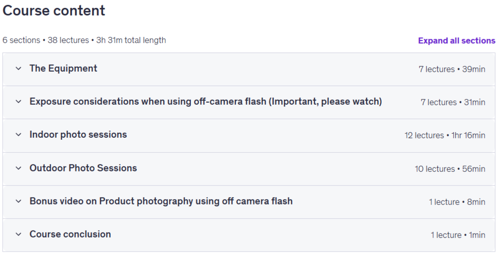 Course topics · Photography – The Ultimate Guide to Using Off-Camera Flash 2020-12