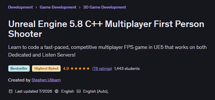 تصاویر · Unreal Engine 5.8 C++ Multiplayer First Person Shooter کے مترادفات 2026-5