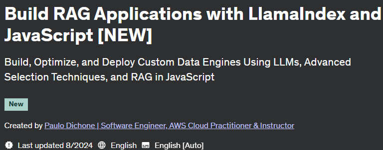 Pictures · Build RAG Applications with LlamaIndex and JavaScript [NEW] 2024-7
