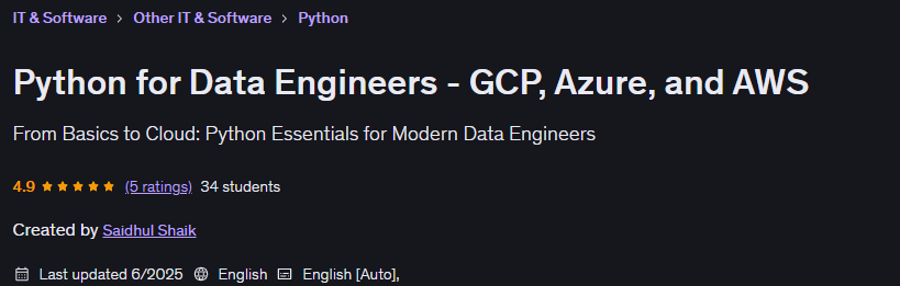 चित्र · Python डेटा इंजीनियरों के लिए – GCP, Azure, और AWS 2025-6