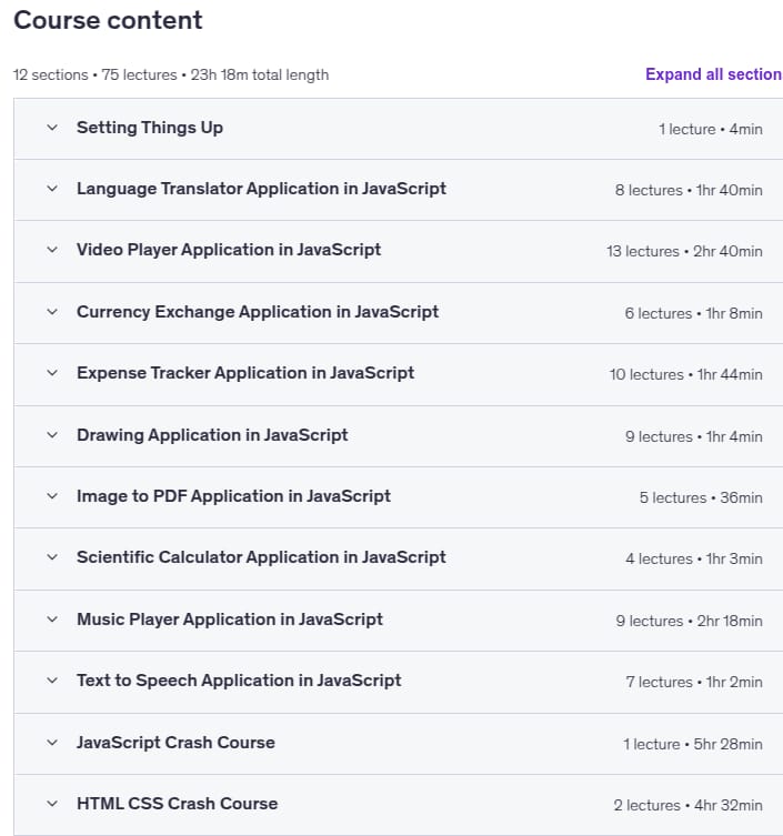 کورس کے موضوعات · پروجیکٹ پر مبنی JavaScriptکی تعمیر 10 پیشہ ورانہ درخواستیں 2025-10