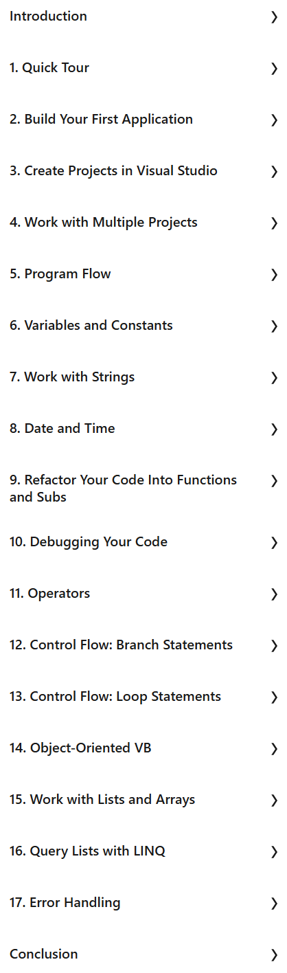 Course topics · Visual Basic Essential Training 2025-1