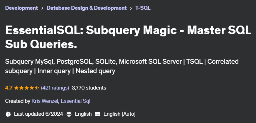 Pictures · EssentialSQL: Subquery Magic – Master SQL Sub Queries. 2024-5