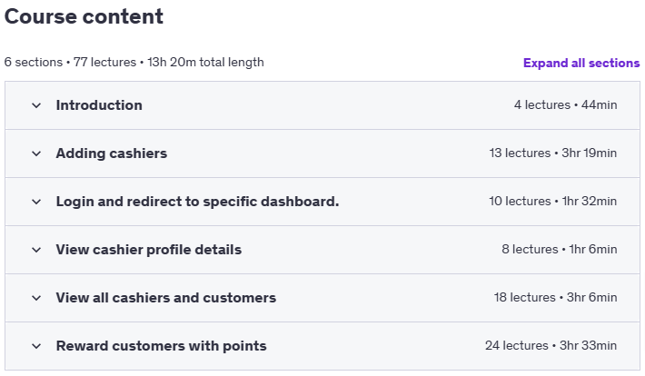 Course topics · Learn PHP and MYSQL- Build a Customer Loyalty Reward System. 2021-6
