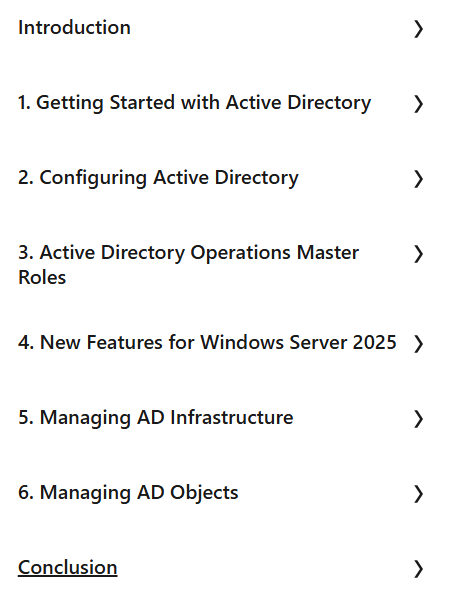 Course topics · Windows Server 2025: Install and Configure Active Directory 2025-1