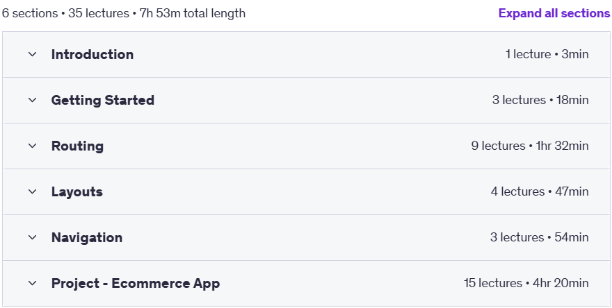 Course topics · Next.js 15 Ultimate Course from A-Z: Fullstack Ecommerce App 2025-4