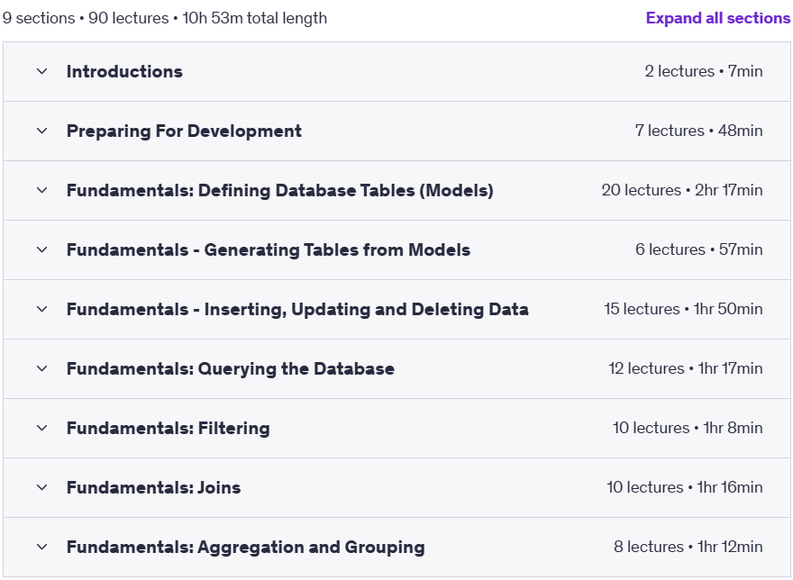 Course topics · SQLAlchemy ORM Query Fundamentals 2025-2