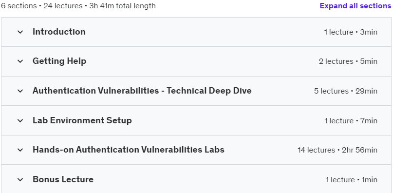 Course topics · Mastering Authentication Vulnerabilities – Ultimate Course 2023-8