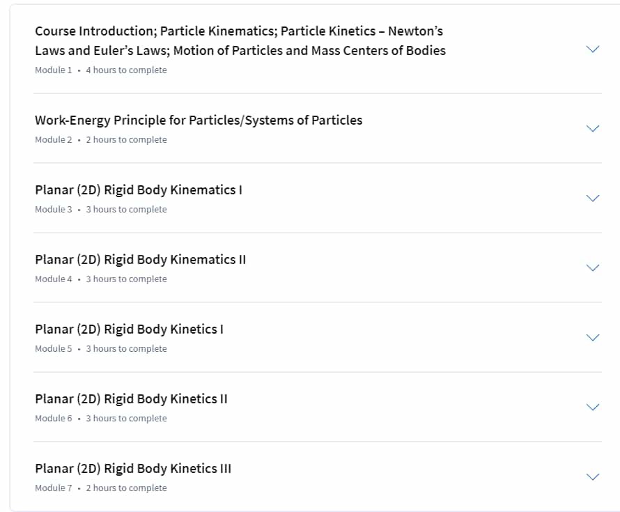 Course topics · Engineering Systems in Motion: Dynamics of Particles and Bodies in 2D Motion 2024-10