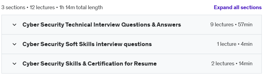 Course topics · Cyber Security Interview : The Ultimate Crash Course 2024-7